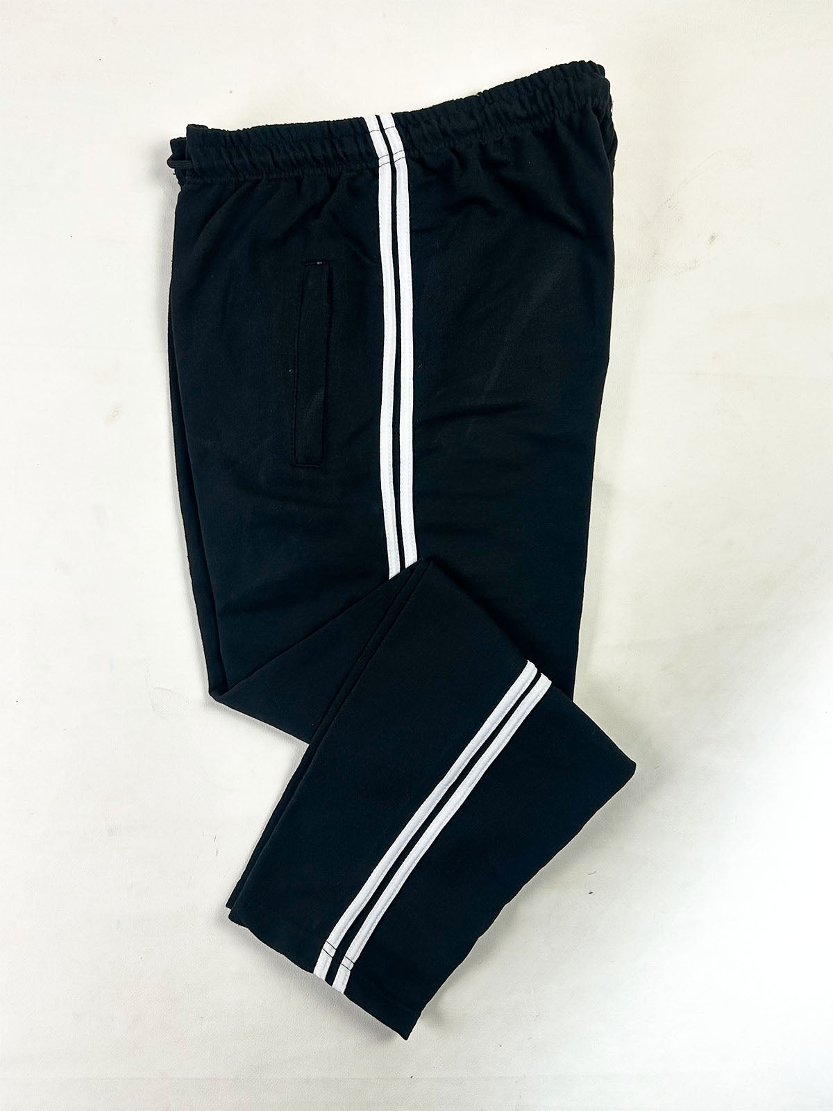Black Double White Side Stripe Casual Trouser for Men MT250