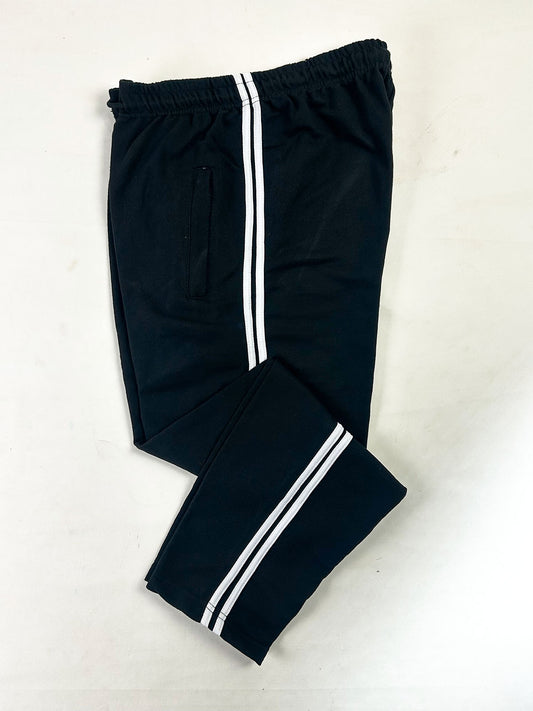 Black Double White Side Stripe Casual Trouser for Men MT250