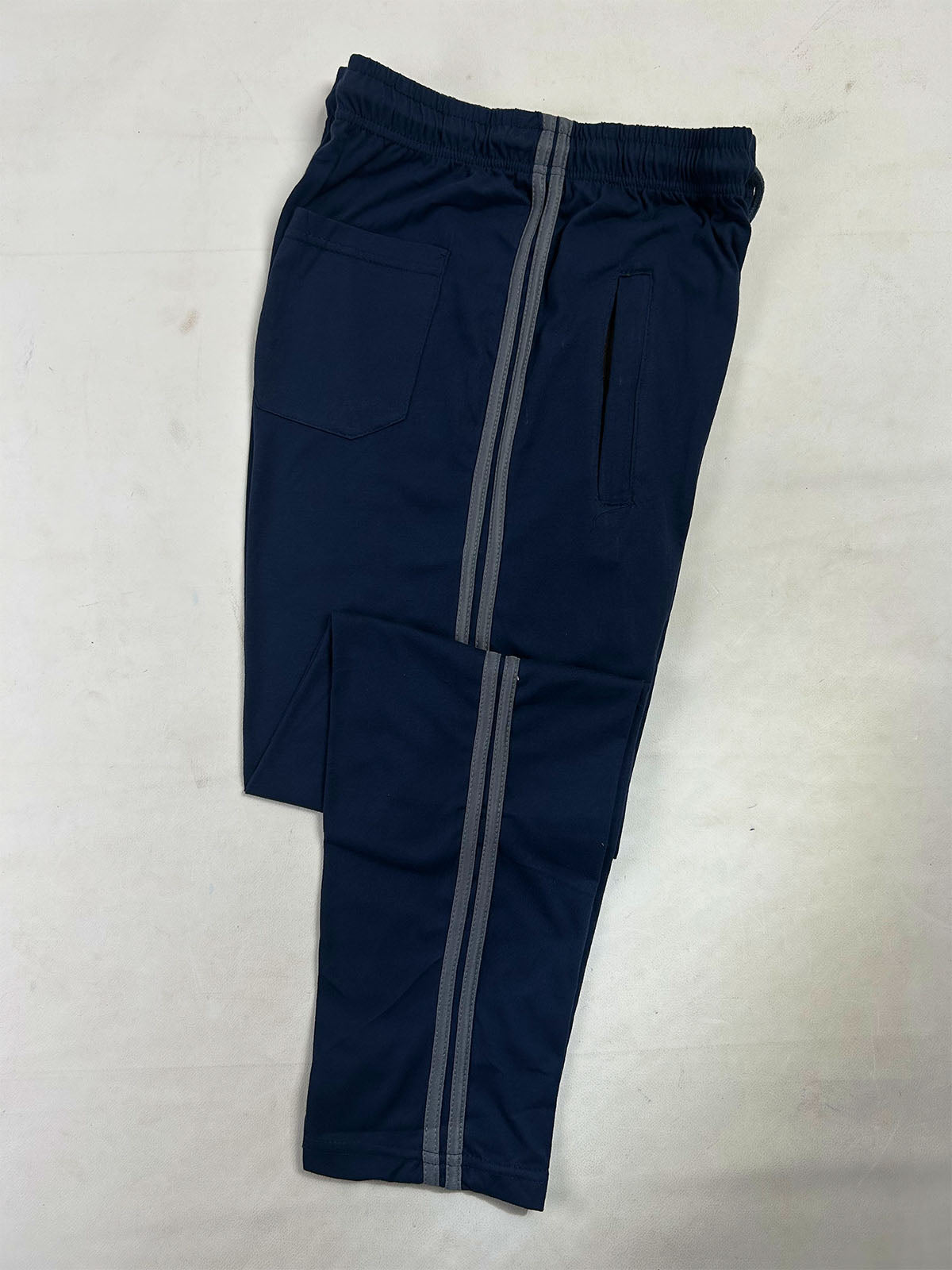 Navy Blue Double Stripe Jersey Trouser For Men MT253