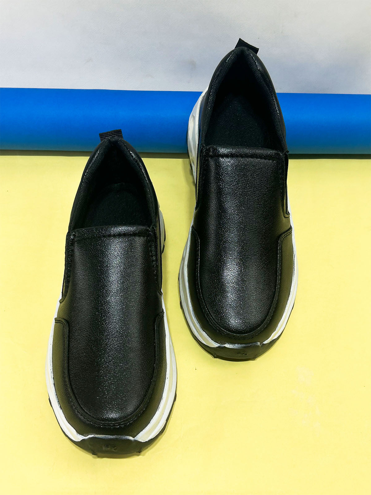 Black Classic Slip-On Shoes For Men MJS256