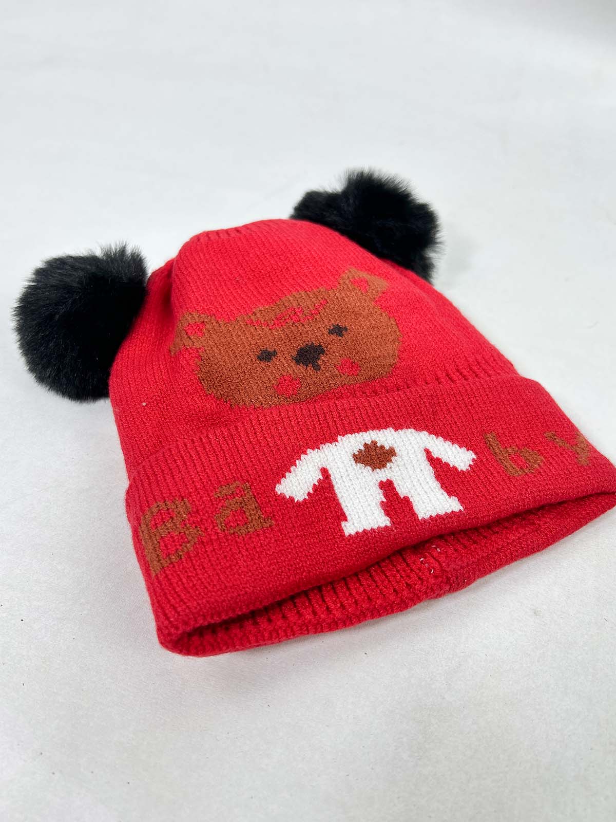 Bear Red Beanie Winter Cap For Kids BWC49