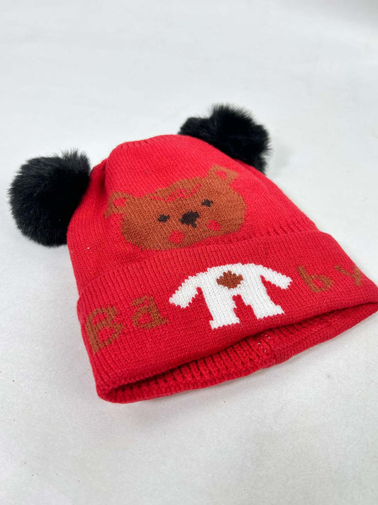 Bear Red Beanie Winter Cap For Kids BWC49