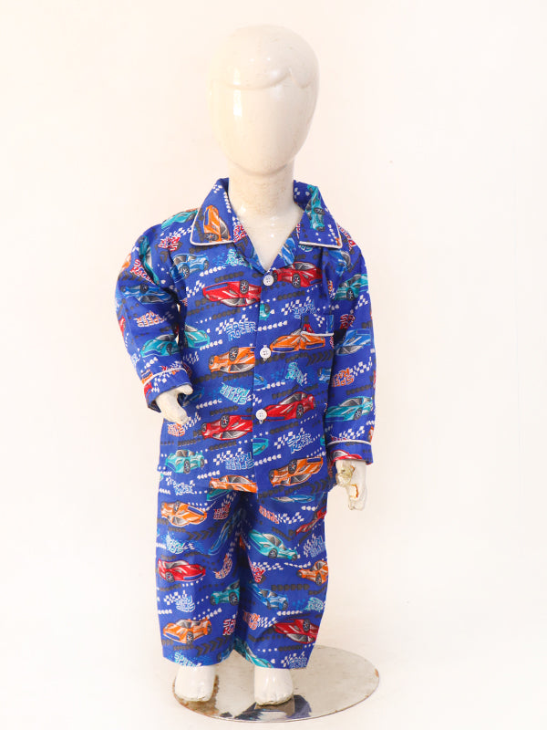 1Yrs - 5Yrs Racer Dark Blue Cotton Night Suit For Kids NG BNS05