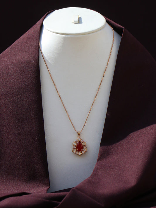 Stone Pendant Necklace Red