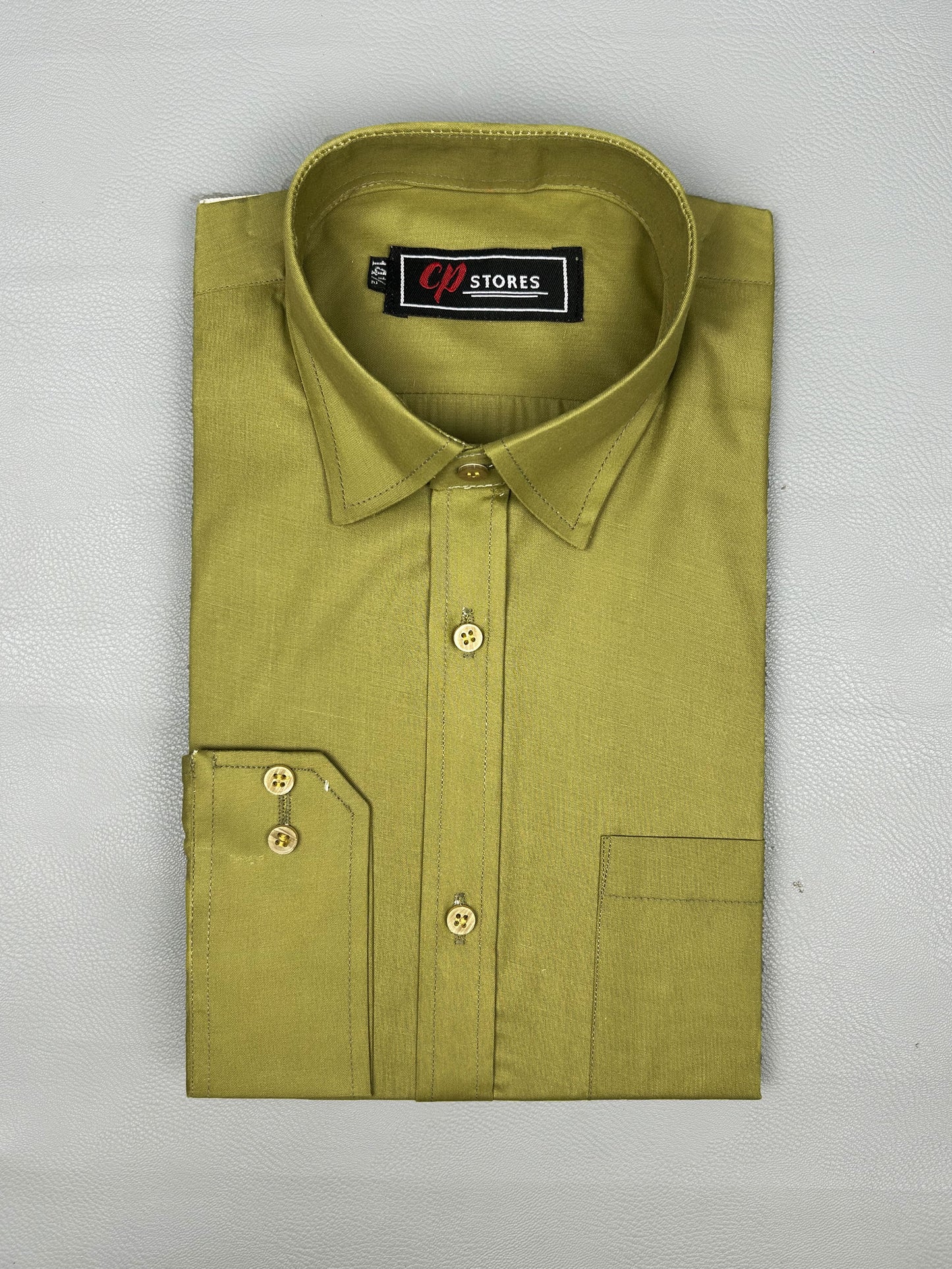 Plain Green Formal Dress Shirt For Men MFS170