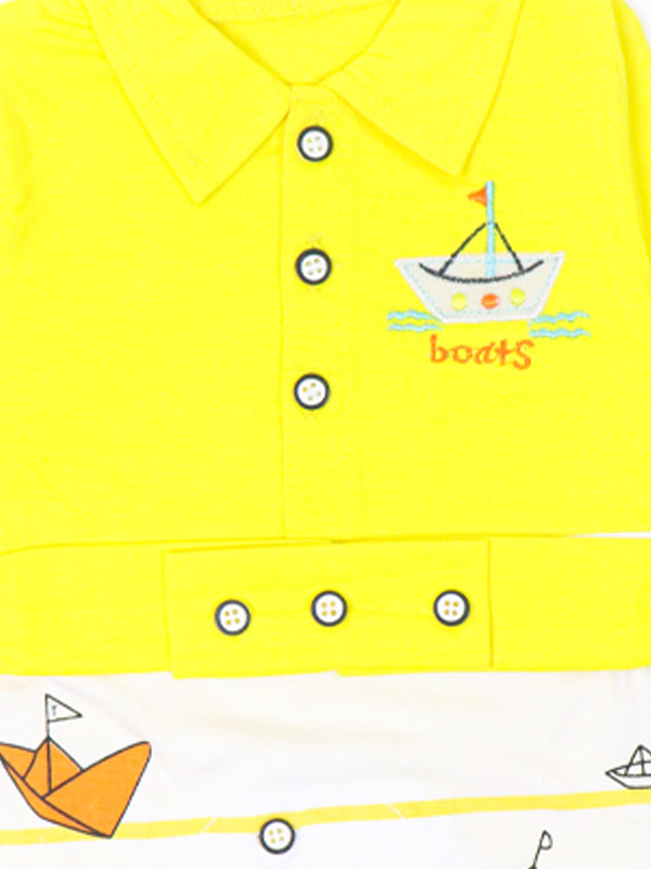 ATT Newborn Romper 0Mth - 3Mth Boats Yellow