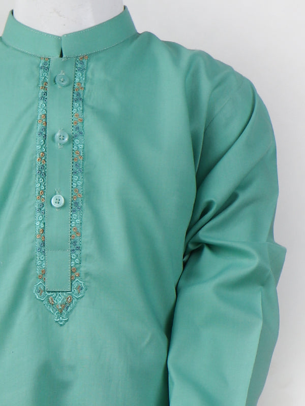 BKS06 Boys Shalwar Kameez Suit Embroidery 5Yrs - 14Yrs Light Green