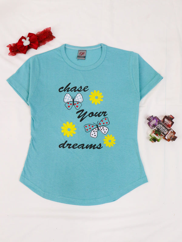 1 Yrs - 4 Yrs Dreams Ferozi T-Shirt For Girls MZ GTS14