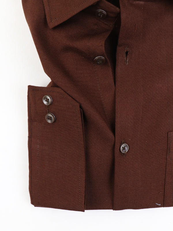 Z Men's Plain Chambray Formal Dress Shirt Dark Brown