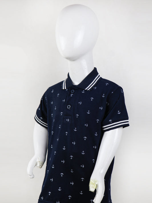 BTS01 MM Boys Polo T-Shirt 2.5Yrs - 8Yrs Anchor Dark Blue