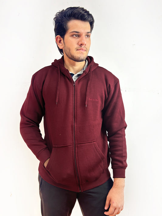 Dark Maroon Zipper Hoodie For Men MG MH23