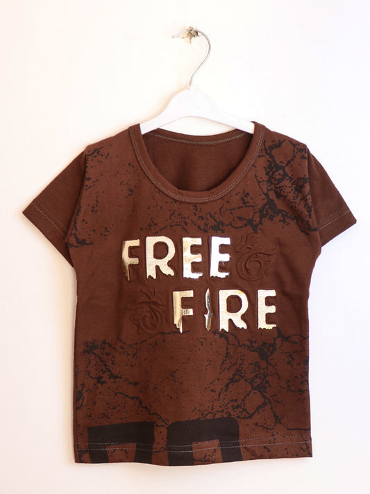 TB01 Boy T-Shirt 3 Yrs - 8 Yrs Free Fire Brown