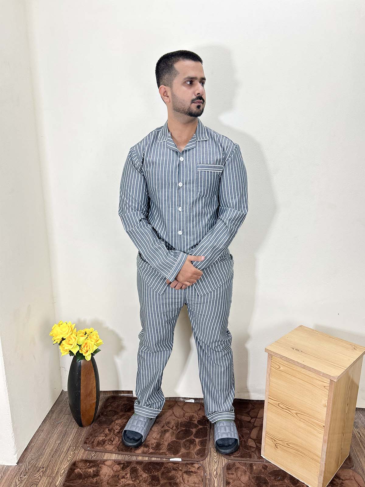 Grey Lines Night Suit For Men MNS25