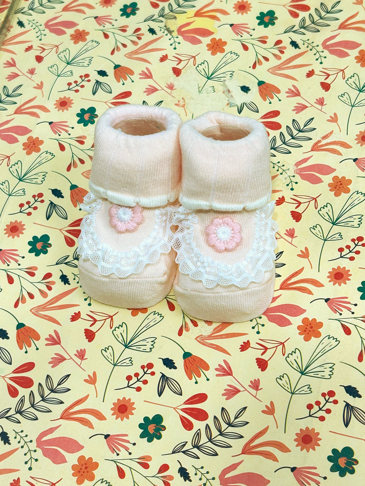 Floral Booties For Newborn NB18