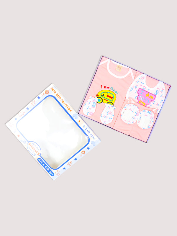 HG 6 Pcs Newborn Gift Set 0 Mth - 3 Mths Cool Boy Light Pink