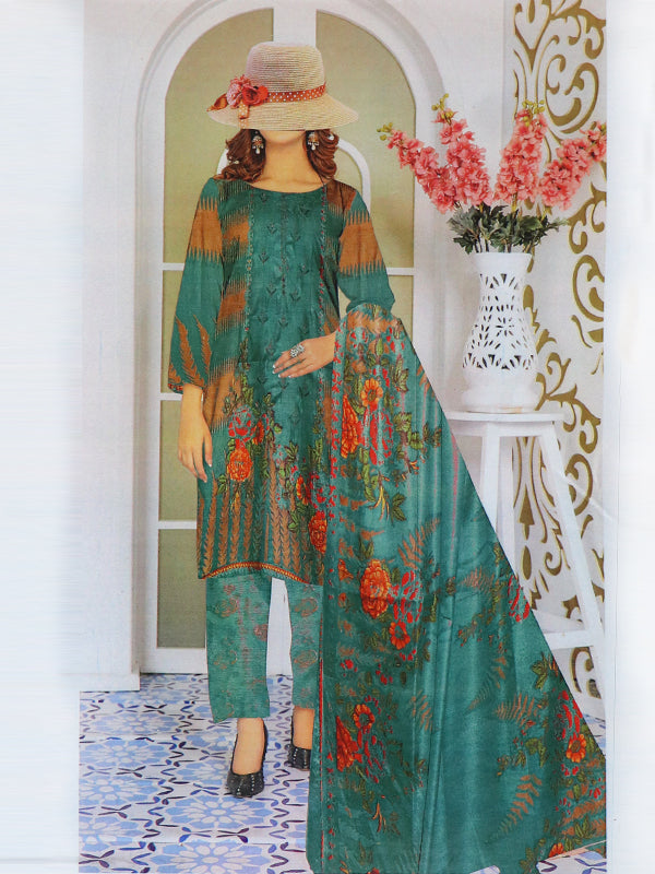 3Pcs Unstitched Digital Printed Lawn Suit For Women 28