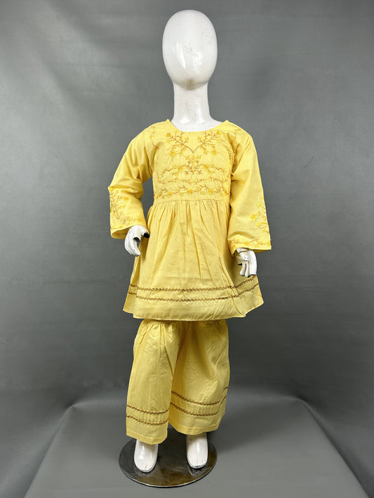 5Yr - 12Yrs Yellow Embroidered Suit For Girls RZ GS147