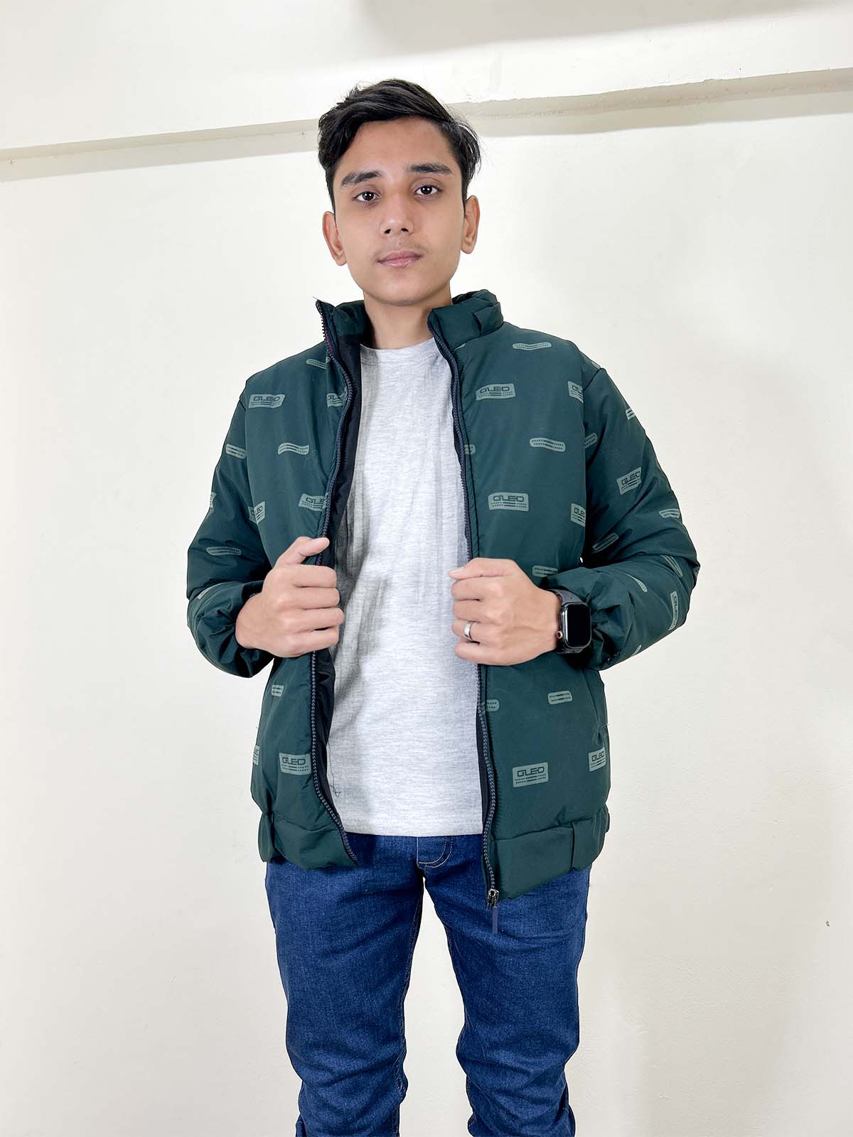 Green Puffer Jacket For Men MJ26