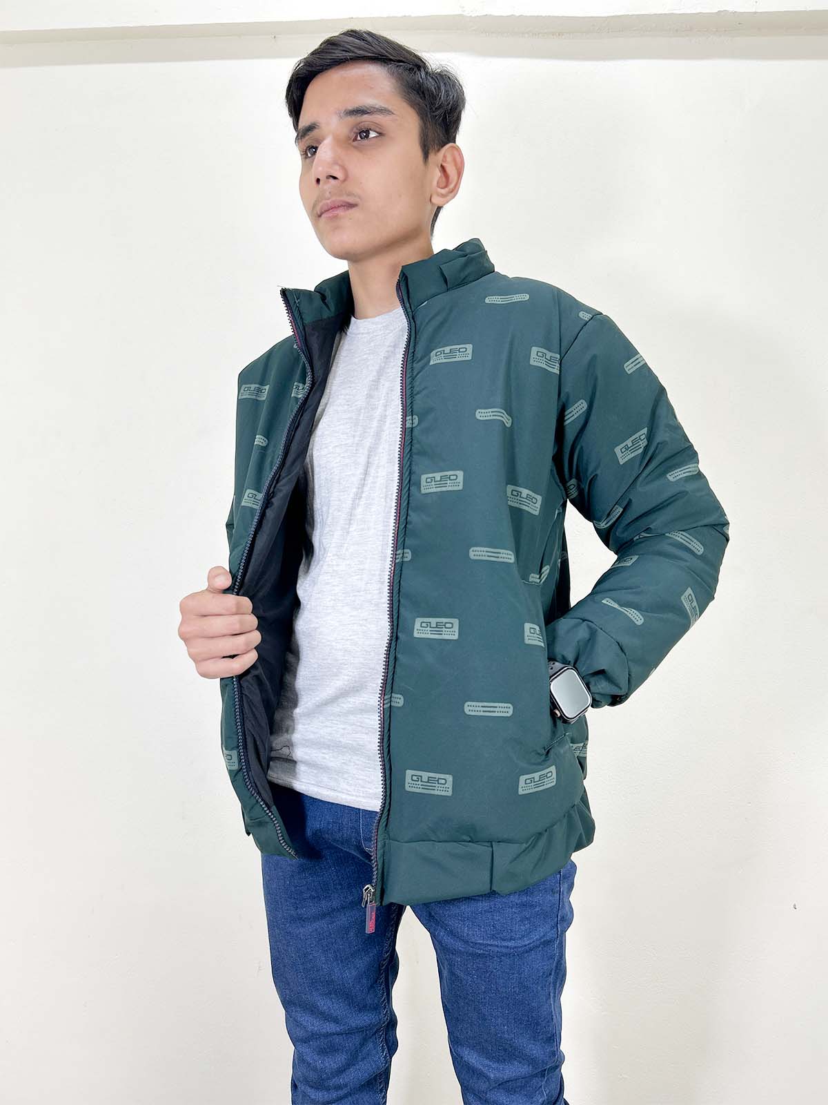 Green Puffer Jacket For Men MJ26