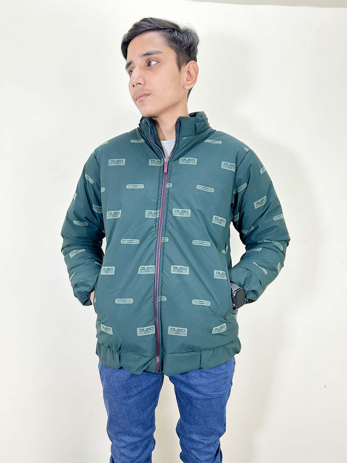 Green Puffer Jacket For Men MJ26