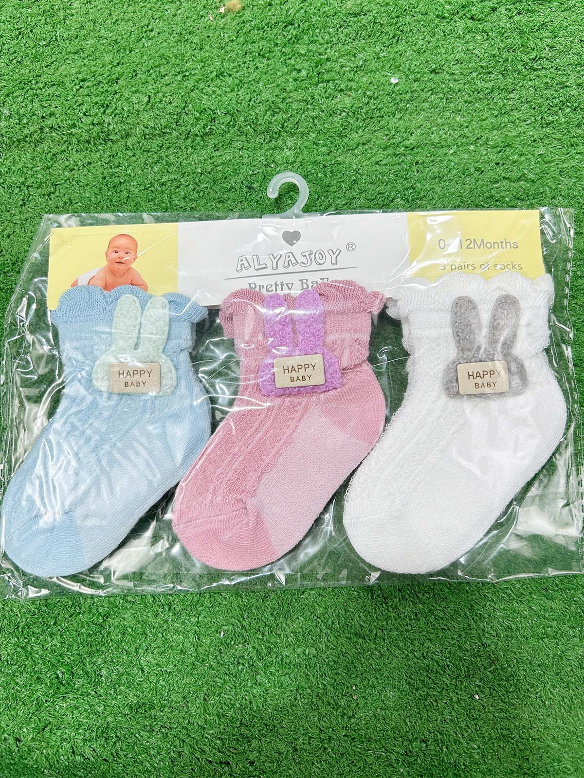 0Mth - 12Mth Pack of 3 Socks For Newborn KS26