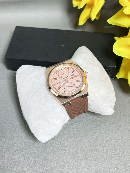 Brown Rubber Strap Watch For Men MW172