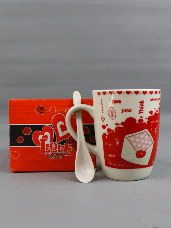 Love Coffee Mug with Spoon Set Red 01