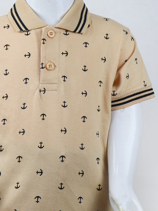 BTS01 MM Boys Polo T-Shirt 2.5Yrs - 8Yrs Anchor Fawn