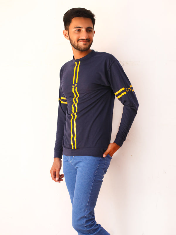 Navy Blue N01 Full Sleeve Printed T-Shirt For Men SN MTS73