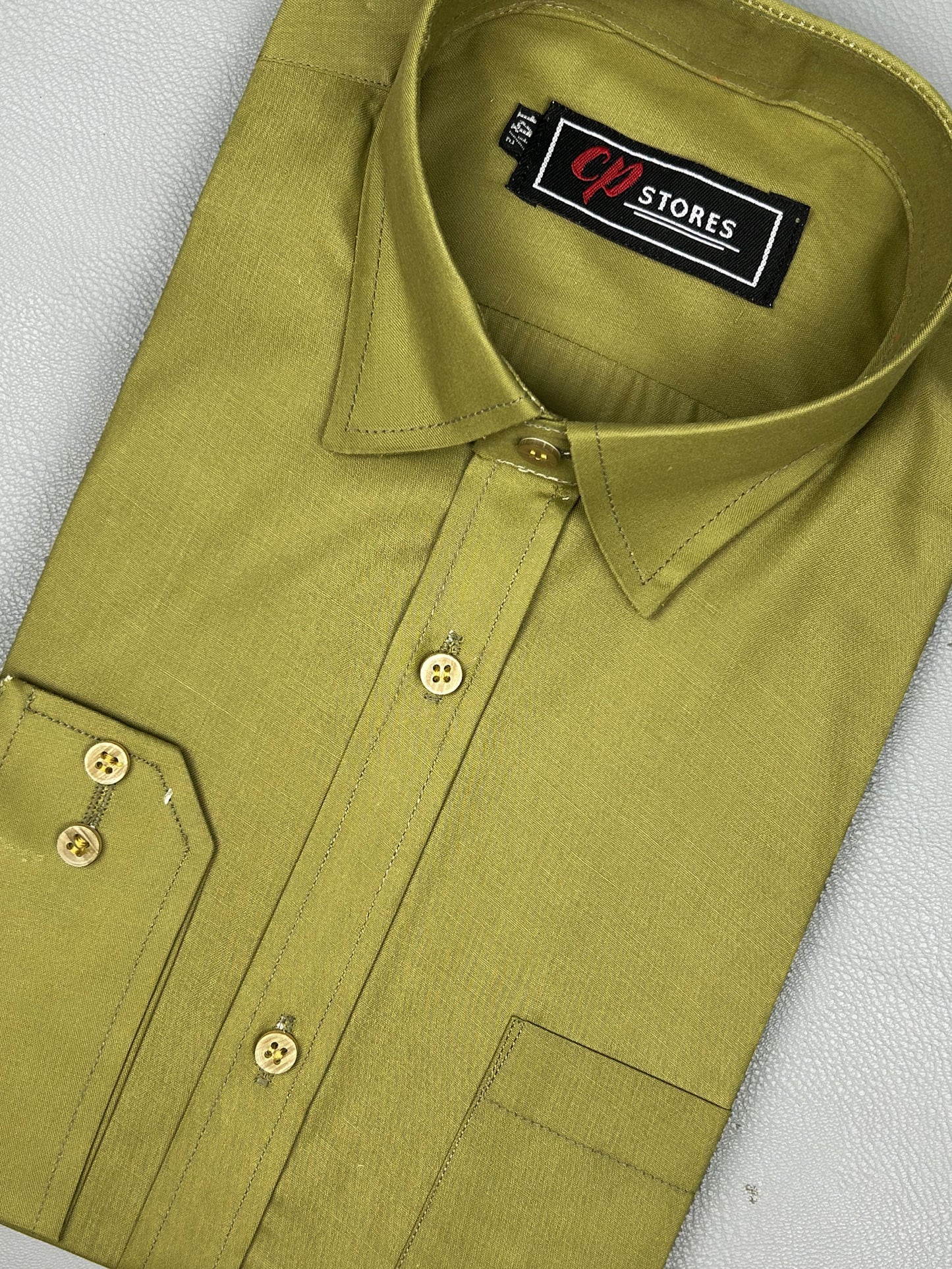 Plain Green Formal Dress Shirt For Men MFS170