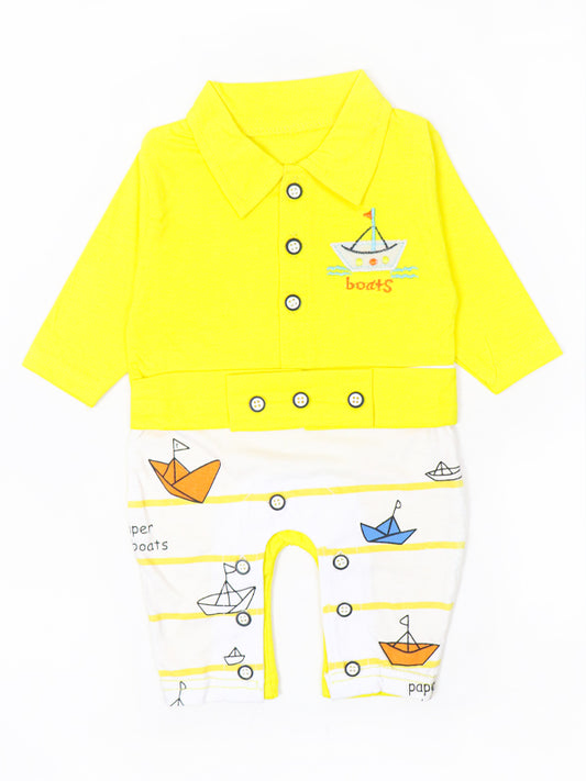 ATT Newborn Romper 3Mth - 9Mth Boats Yellow