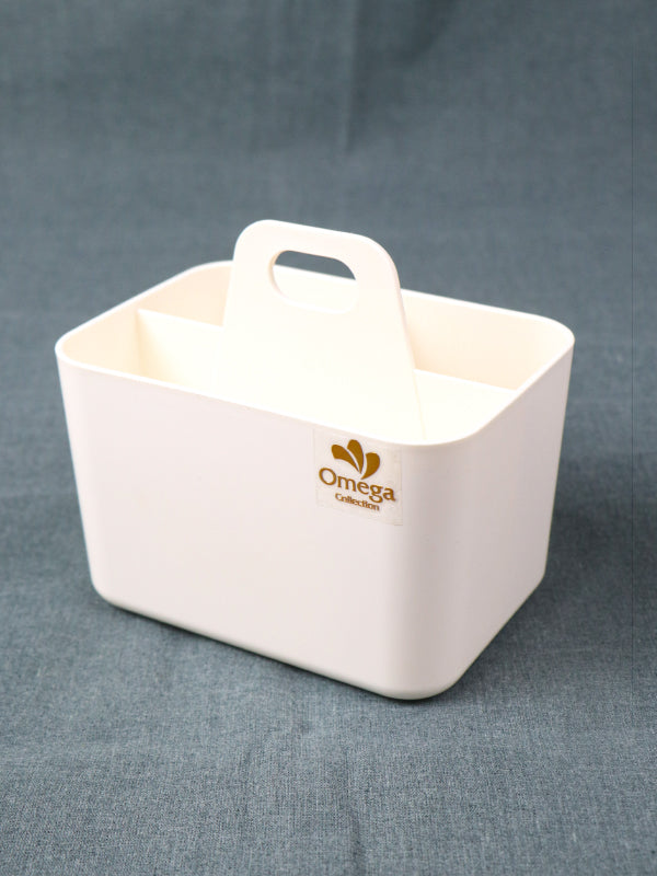 3 Compartments White Portable Storage Box