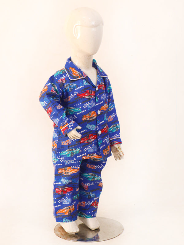 1Yrs - 5Yrs Racer Dark Blue Cotton Night Suit For Kids NG BNS05