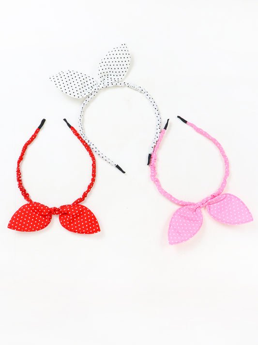Pack Of 3 Plastic Hair Band Bow - Multicolor