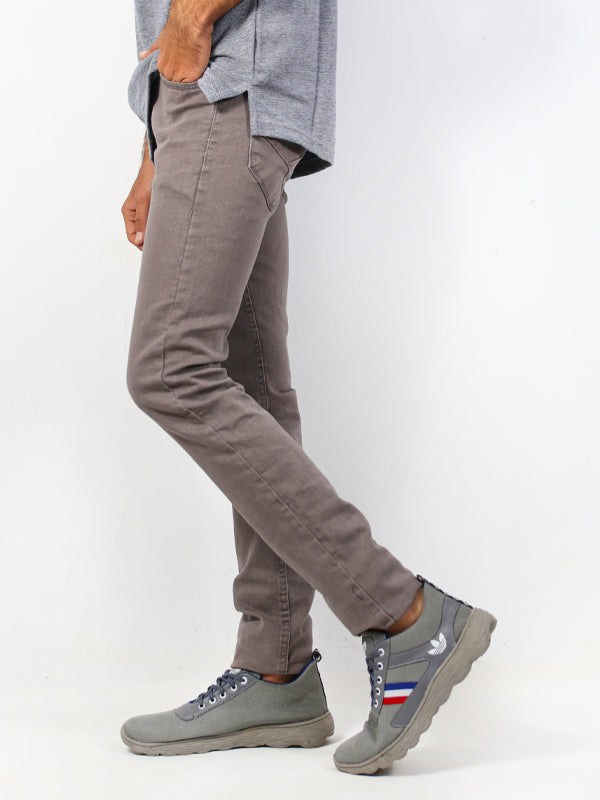 Men's Stretchable Regular Fit Denim Jeans Light Brown Shade
