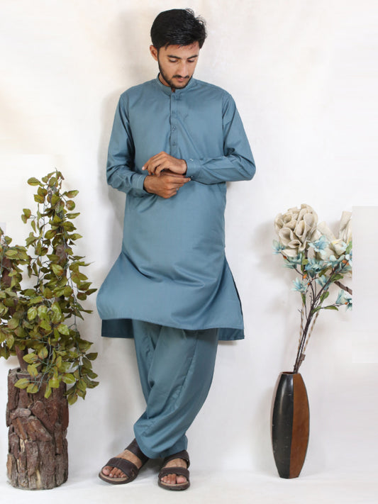 MSK45 580 Men's Kameez Shalwar Stitched Suit Grey