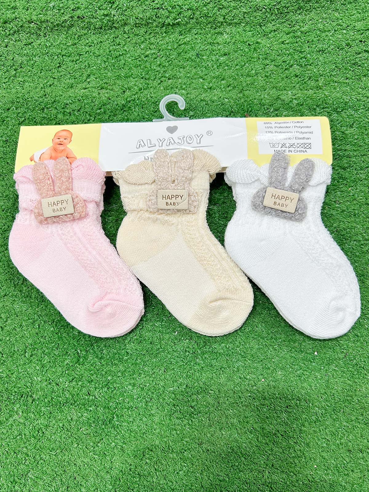 0Mth - 12Mth Pack of 3 Socks For Newborn KS26