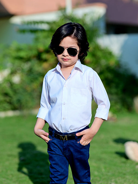 2 Yrs to 15 Yrs Formal Shirt for Boys Neel White