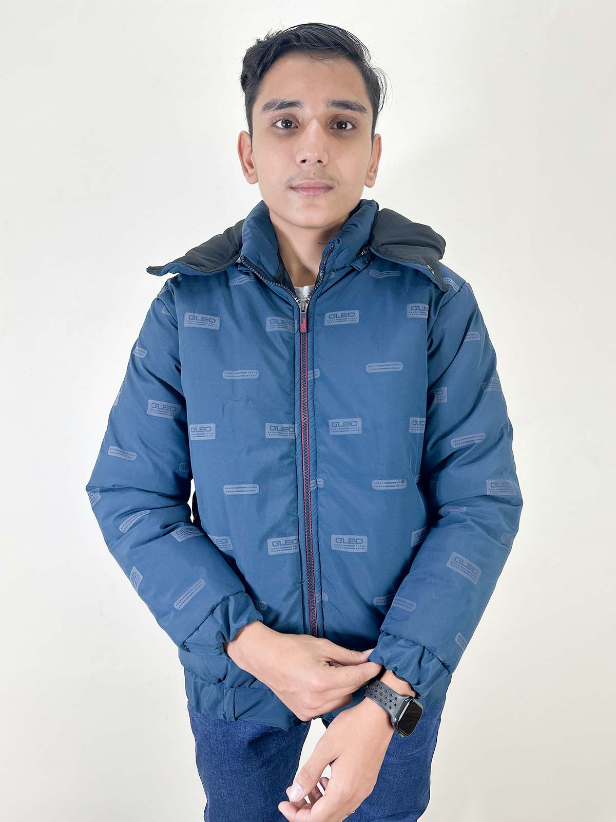 Blue Puffer Jacket For Men MJ27