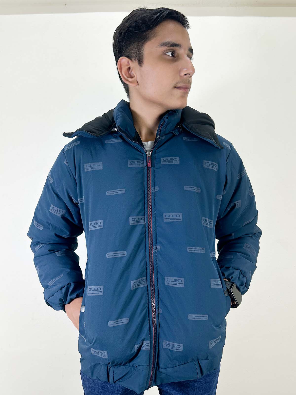 Blue Puffer Jacket For Men MJ27