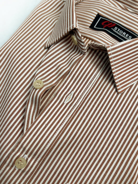 Brown Lines Formal Dress Shirt For Men AN MFS114