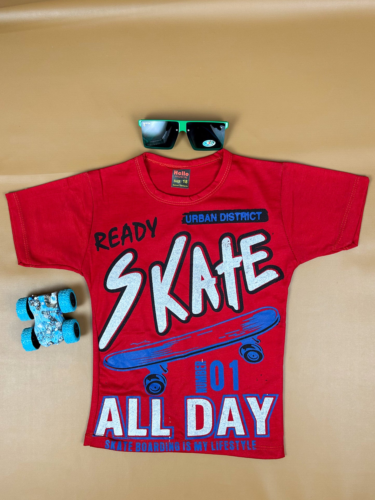 4Yrs - 9Yrs Skate Red T-Shirt For Boys BTS32