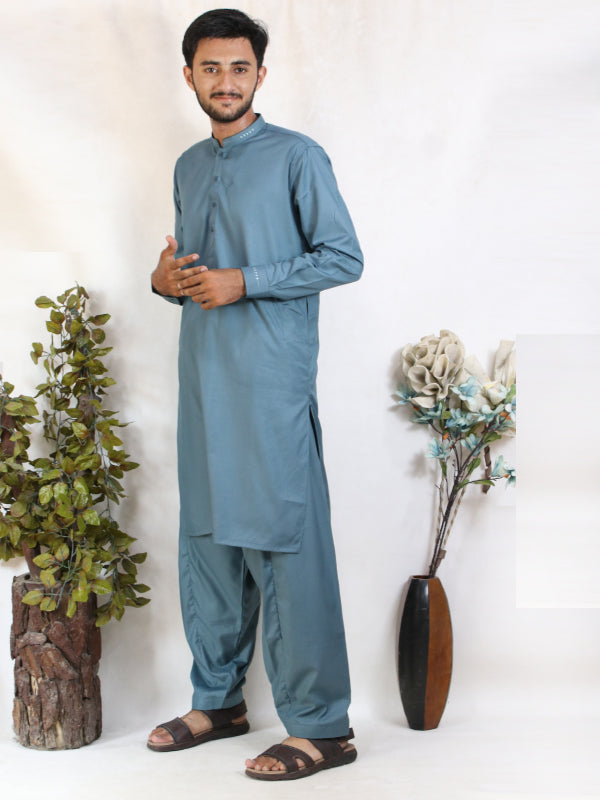 MSK45 580 Men's Kameez Shalwar Stitched Suit Grey