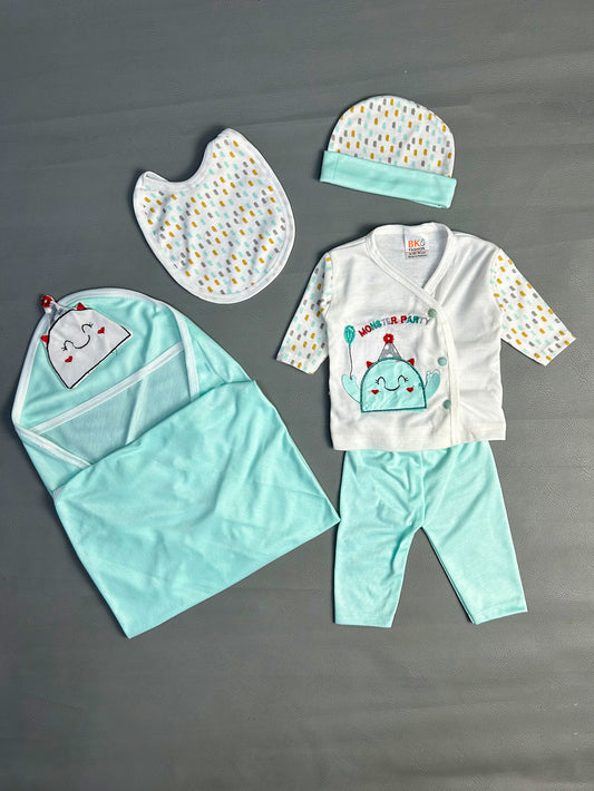 0Mth - 3Mth Party Light Cyan 5Pcs Gift Set For Newborn NBGS75