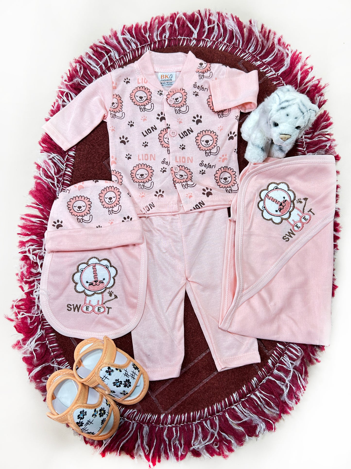 0Mth - 3Mth Sweet Lion 5Pcs Gift Set For Newborn HG NBGS233
