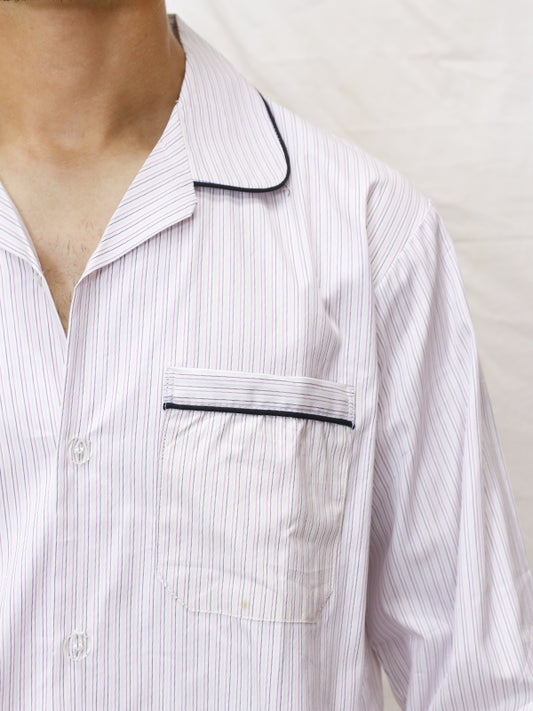 AN Men's 100% Cotton Night Suit White BP Pin Stripes