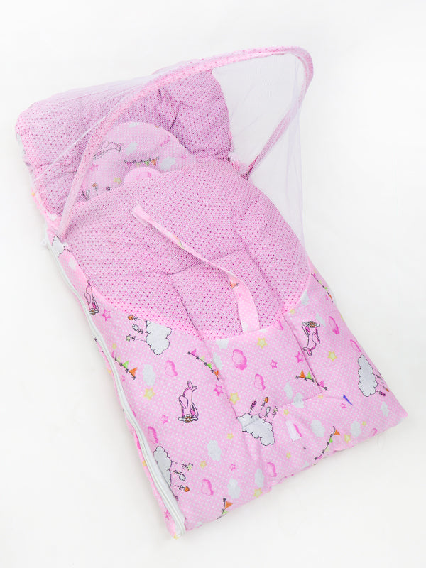 N 2Pcs Newborn Baby Sleeping Bag With Mosquito Net Pink