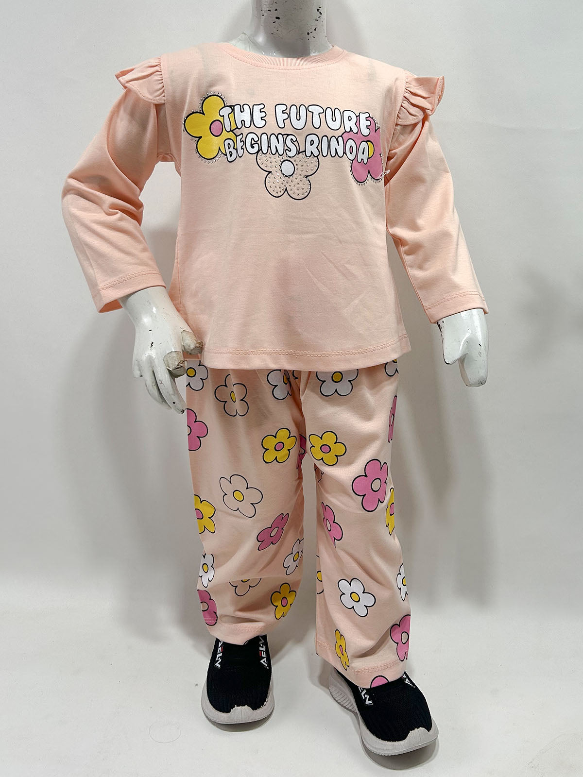 1Yr - 4Yrs Peach Flower Suit For Girls GS587