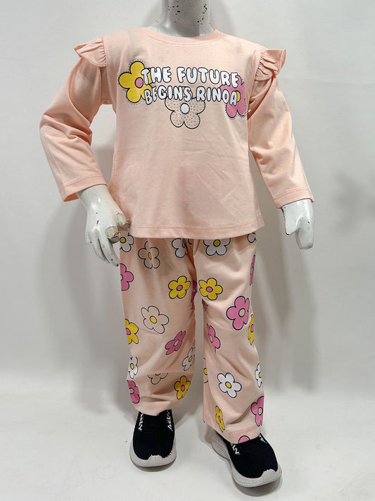 1Yr - 4Yrs Peach Flower Suit For Girls GS587