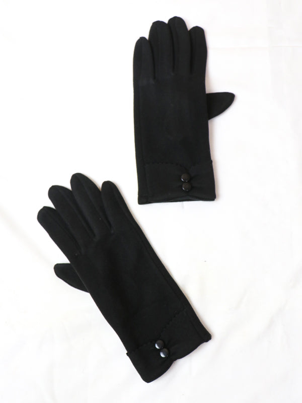 Black Women's Winter Gloves / Girls Winter Gloves / Full Finger Gloves WG03